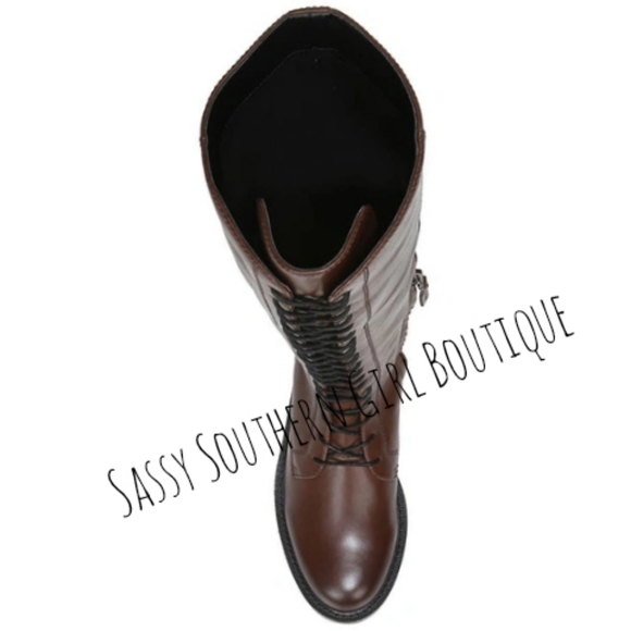 🆕⭐Sam Edelman leather brown lace up tall boots - Picture 4 of 16